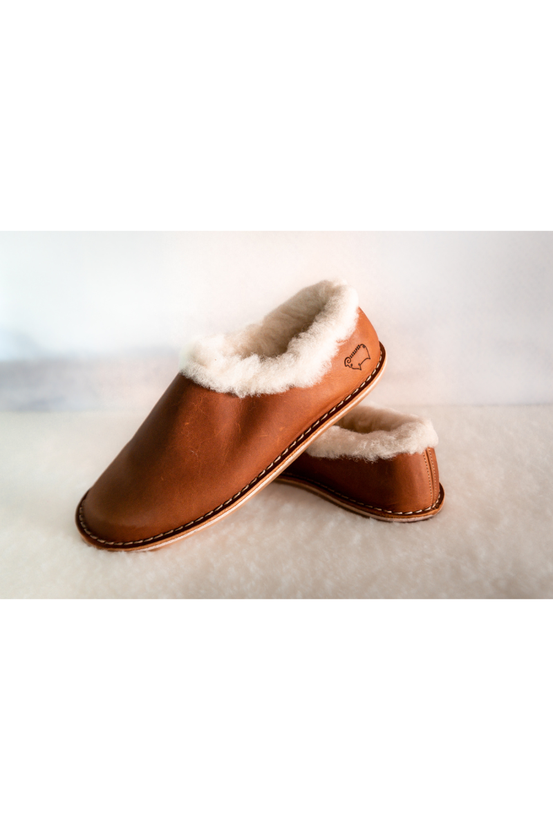 Leather and 2025 wool slippers